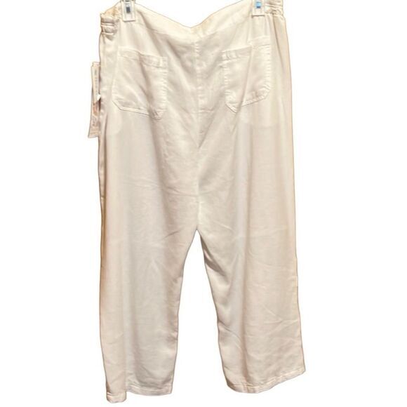 Focus women pants Sz L white 100% Tencel preshrunk Wide Leg Crop cargo boho NWT - Picture 2 of 9